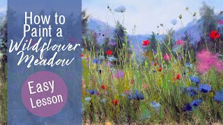 Easy Pastel Painting Tutorial - How to Paint a Wildflower Meadow