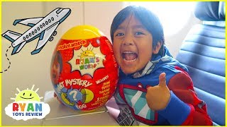 Ryan Opening Giant Surprise Egg Toy on the airplane!!!