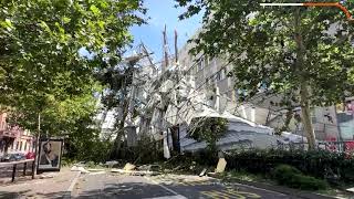 Storm sends scaffolding crashing down in Milan