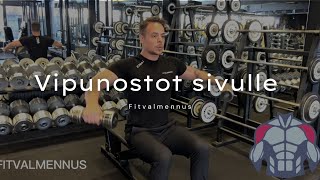 Vipunostot sivulle käsipainoilla (istuen)