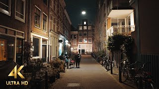 Relaxing Night Walk in Jordaan, Amsterdam • 4K Binaural