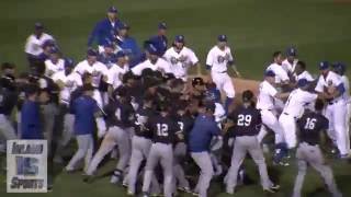 INLAND_SPORTS: BASEBALL BRAWL- High Desert vs. Rancho Cucamonga Benches Clearing Brawl