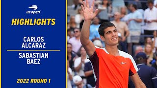 Carlos Alcaraz vs. Sebastian Baez Highlights | 2022 US Open Round 1
