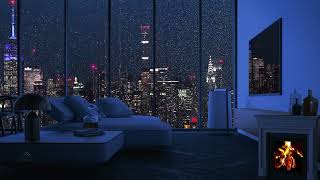 Luxury NYC Apartment With An Amazing View Of Manhattan |Fire Cracking& Rain Sounds For Sleeping | 4K
