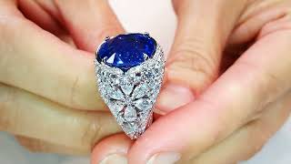 Unheated Didy Blue Sapphire Ring 10.11 carats by Kat Florence