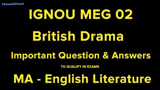 MEG 02 - #british drama - #Guess  Paper #Importantquestions  #exampreparation #ignou #maenglish