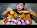 Mie kuah pedas Pake bawang jahat dan ayam goreng tepung sambal bawang Mukbang