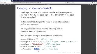 Variable Declaration and Initialization, Assignment Statements, Printing Variables