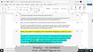 Exp19_Excel_Ch07_CapAssessment_Shipping | Excel Chapter 7 Capstone Assessment – Shipping