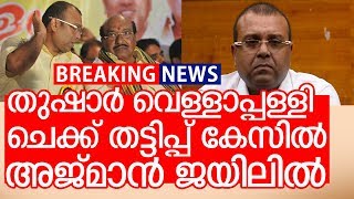 Thushar Vellapally  തുഷാർ വെള്ളാപ്പള്ളി  ചെക്ക് തട്ടിപ്പ് കേസിൽ   അജ്‌മാൻ ജയിലിൽ