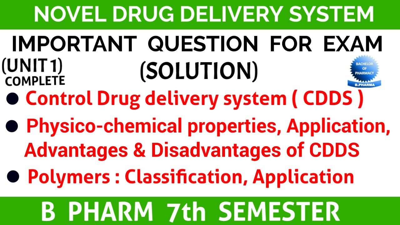 NDDS Important Question With Solution Ll Unit 1 Ll Novel Drug Delivery ...