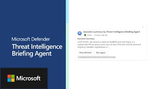 Microsoft Defender | Threat Intelligence Briefing Agent