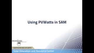 Using PVWatts in SAM