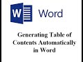 Project Work Formatting: Generating Table of Contents