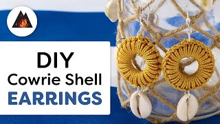 DIY Cowrie Shell and Wood Earrings