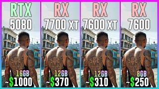 RTX 5080 vs RX 7700 XT vs RX 7600 XT vs RX 7600 - Test in 25 Games