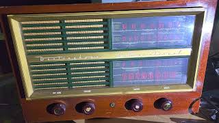 Vintage 1949 Westinghouse International Tube set WBCQ 7490 kHz Shortwave tuning up to 10 MHz WWV