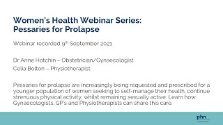 Women’s Health Webinar Series: Pessaries for Prolapse