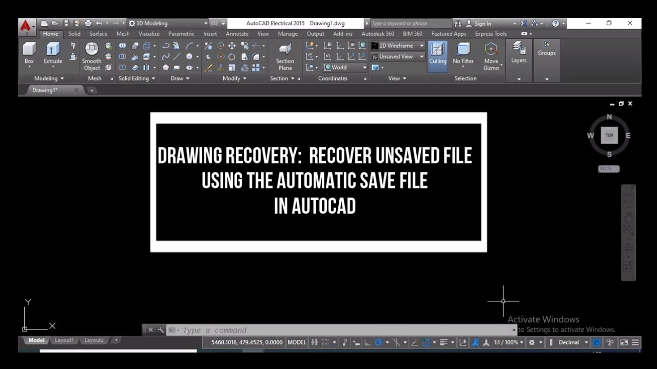 HOW TO RECOVER UNSAVED FILE USING THE AUTOMATIC SAVE FILE IN AUTOCAD ...