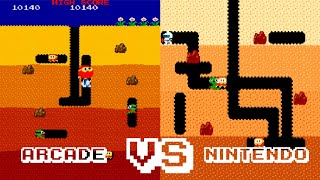 DIG DUG GAMEPLAY 2 VERSION ARCADE VS NINTENDO NES