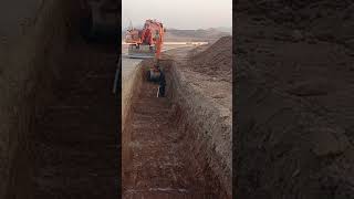 excavation with excavator for Strom water RCC drain along road