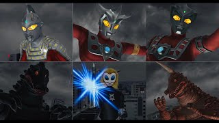 【ウルバト】ウルトラマンレオ＆アストラ＆ウルトラセブンvsマグマ星人＆ブラックギラス＆レッドギラス【通常攻撃＆必殺技モーションまとめ】