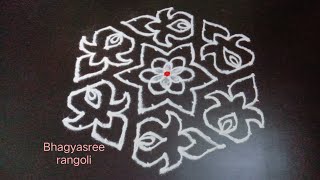 #158 easy and simple festival rangoli // 15x8 middle dots // festival kolam #easykolam #easyrangoli