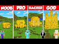 GOLDEN HOUSE BASE BUILD CHALLENGE - Minecraft Battle: NOOB vs PRO vs HACKER vs GOD / Animation