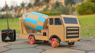 How to make RC Cement Mixer Truck at home From Cardboard - Mr H2 Diy Remote Control Truck