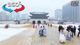 Korea 360 VR 5K 🇰🇷 Walking Tour in Seoul ❄️ Snowy Streets of Seoul | Where Am I? Guess Where!