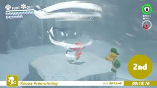 Mario Odyssey - Snow Kingdom Koopa Freerunning 慢慢龜賽跑 雪之國 Moon 35 \u0026 51