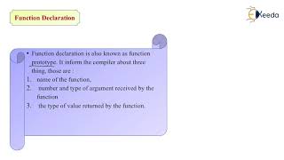 Introduction to Function, Function Prototype, Function Definition and Function Call