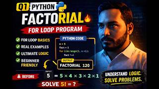 Python Factorial Program 🔥 | For Loop Explained (Step-by-Step for Beginners)