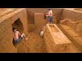 unbelievable build swimming pool water slide with cute monkey around the secret underground house