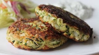 Zucchini Patties with Tzatziki (Recipe) || [ENG SUBS]