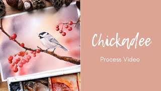 Chickadee with Berries: Watercolor Painting Process Video