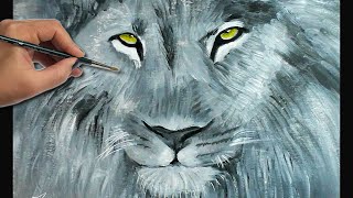 How to paint a LION with Acrylics | Painting Tutorial Demo