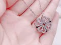 allthatsells clover stainless steel cubic zirconia magnet openable necklace pendant women silver