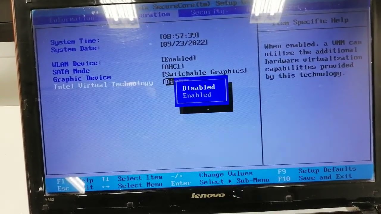 Menu BIOS Lenovo Ideapad Y560 - YouTube