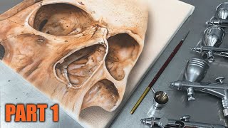 Airbrushing a Realistic Skull | Bone Textures | Part 1