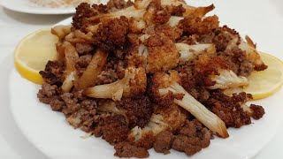 القرنبيط باللحمة (منزلة الزهرة ) مع رز بشعيرية اكلة سورية كتير طيبة 😍😋