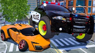 Police Cybertruck chase the Sports Car | Wheel City Heroes USA | Fire Truck Animation