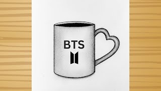 BTS Cup Drawing - pencil sketch / how to draw Cup Bts / BTS Army drawing easy / Cup Drawing easy