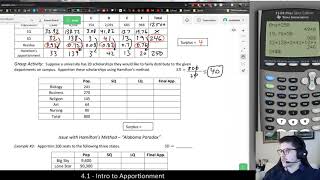 [Math 3003] Hamilton's Method of Apportionment (example 2)