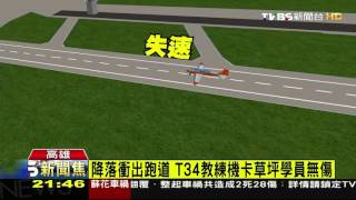 【TVBS】疑駕機進場失速　T34教練機衝出跑道