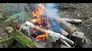 Primitive pottery project part 2. Making coiled pottery for the first time and firing on a log fire.