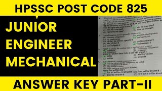 HPSSC Junior Engineer Mechanical Answer Key | JE mechanical 825 Answer Key-2 | TIMS Academy