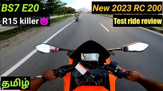 New 2023 RC 200 😈 OBD2 E20 bs7|Test ride review|R15 lam waste🤪|mileage|onroad price🤑 in tamil