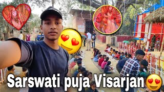 sarswati puja Visarjan🥲 with enjoy 😜| Basant Panchami 2025 |#vishalblogs7