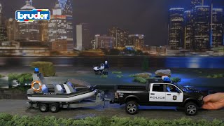Bruder 02507 Police Ram 2500 w  Trailer, Boat and 2 Figures